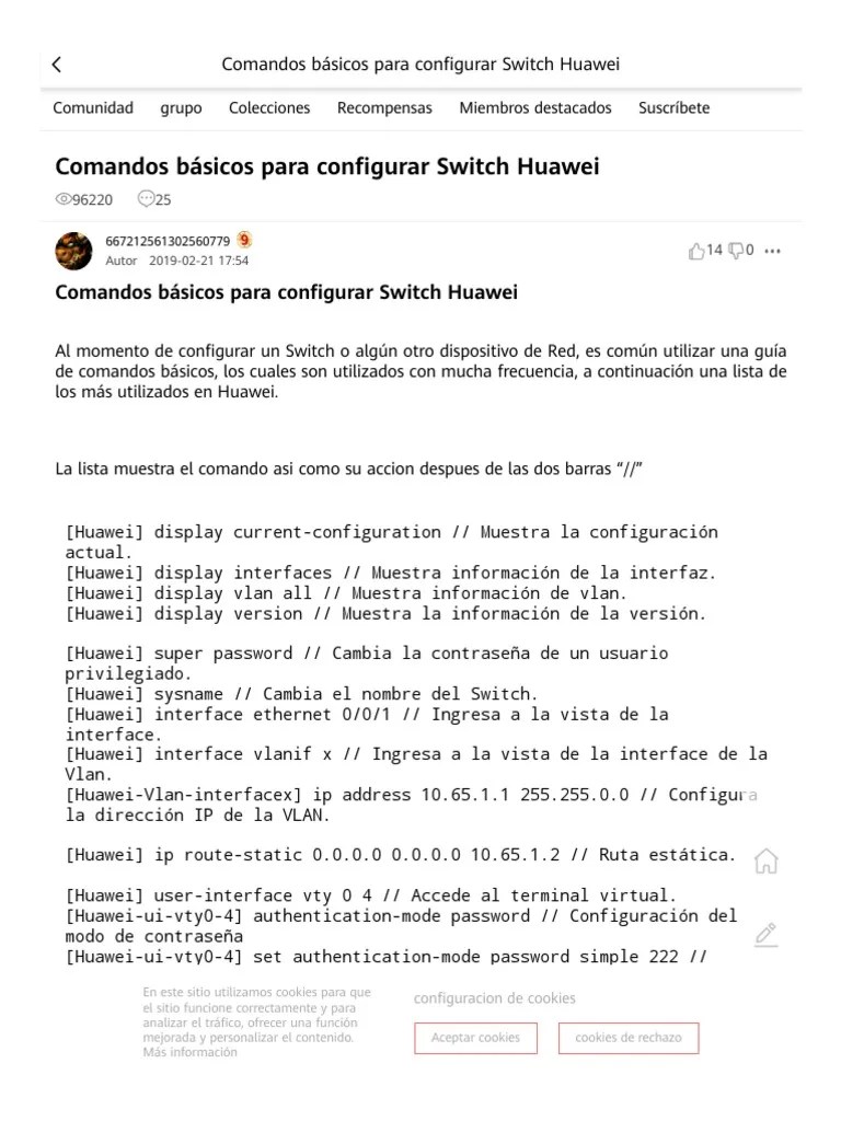 Comandos Básicos para Configurar Switch Huawei PDF Red de