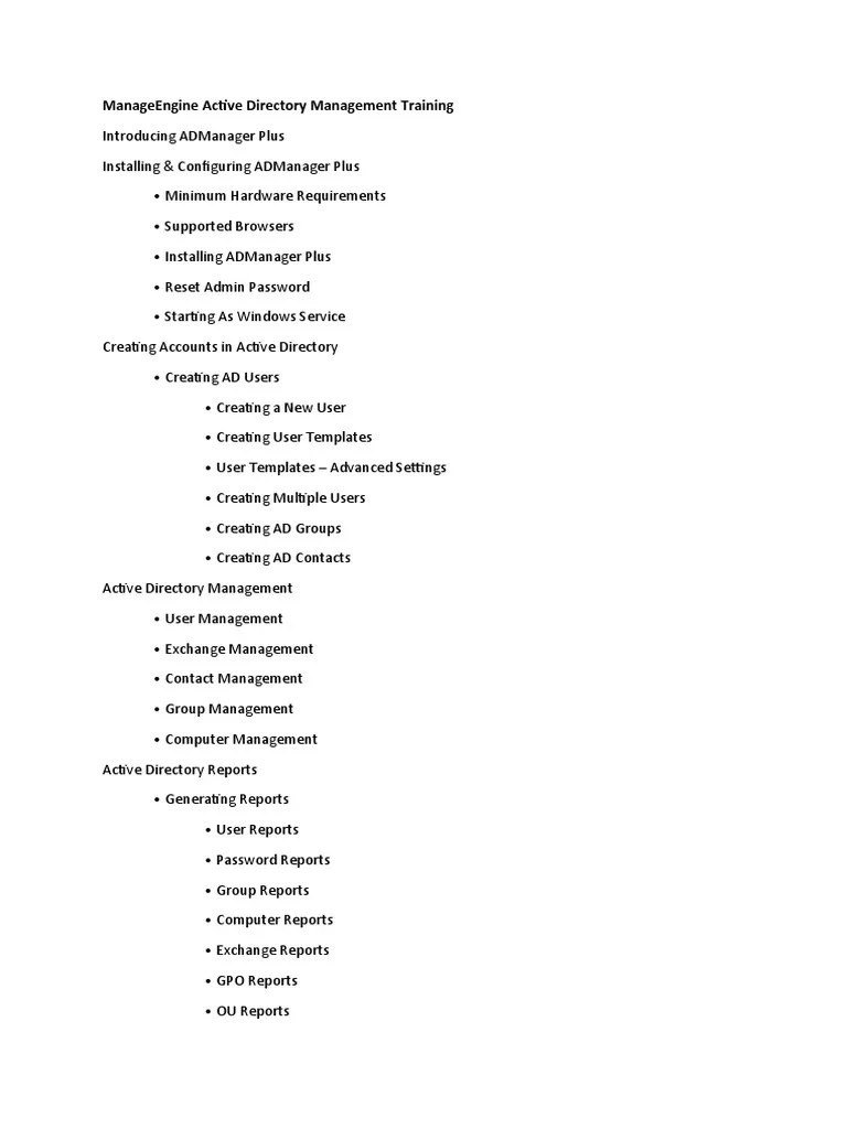 ManageEngine Active Directory Management Training PDF