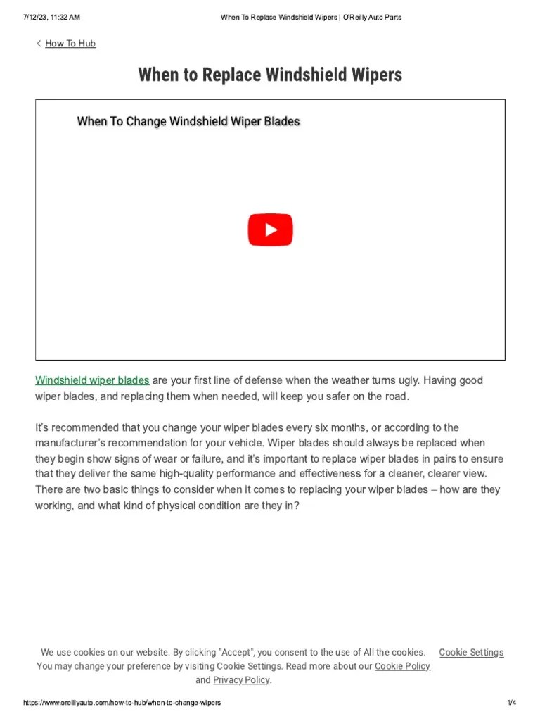 When To Replace Windshield Wipers O Reilly Auto Parts PDF