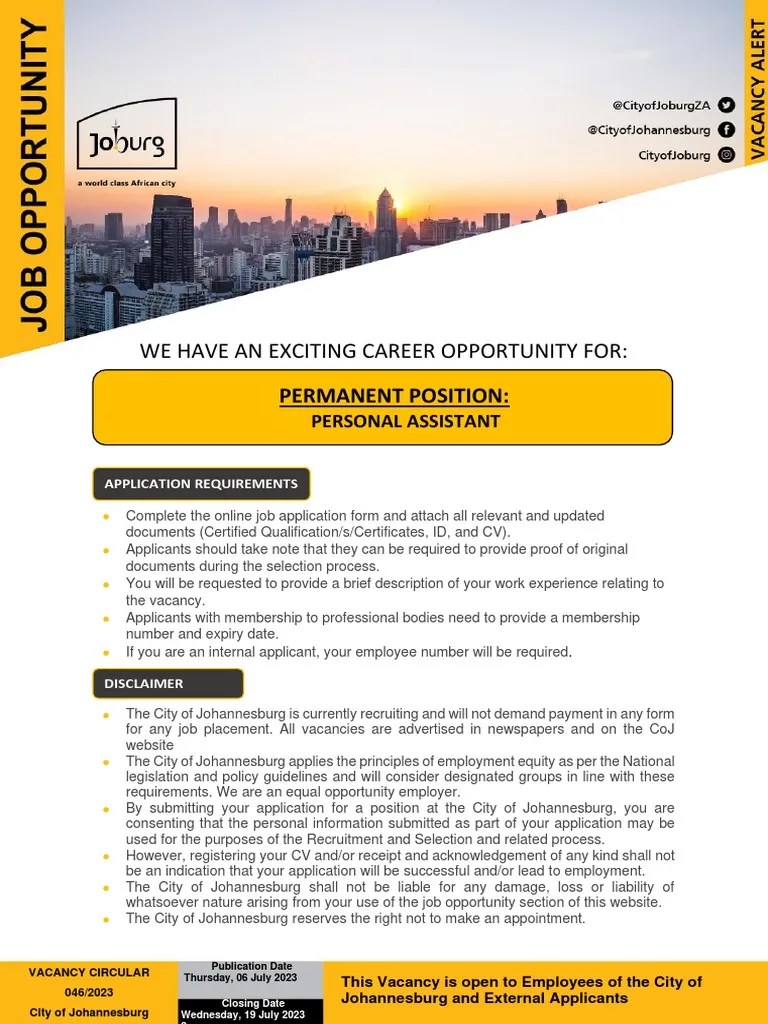 Coj Various Vacancies Closing 19 July 2023 PDF Recruitment Employment