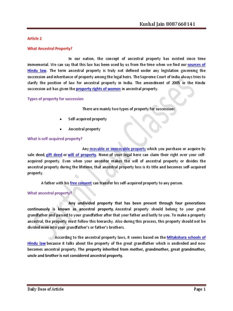 What Ancestral Property PDF Property Deed