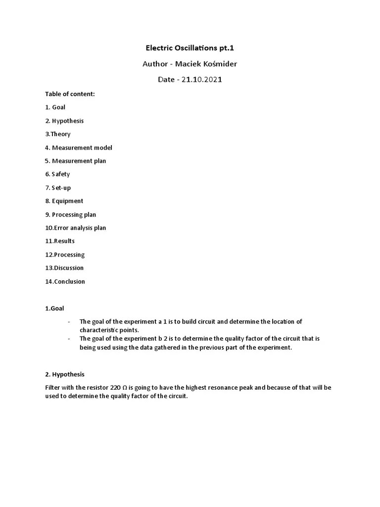 Electric Oscillations Lab 4 PDF Resonance Capacitor