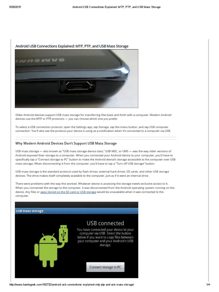 Android USB Connections Explained MTP, PTP, and USB Mass Storage