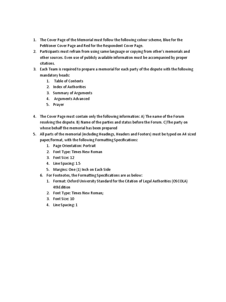 Memorial Rules PDF