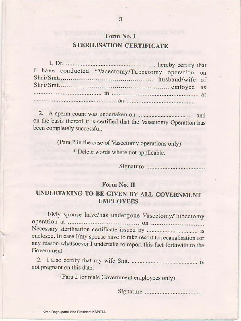 Sterilization Certificate Format PDF