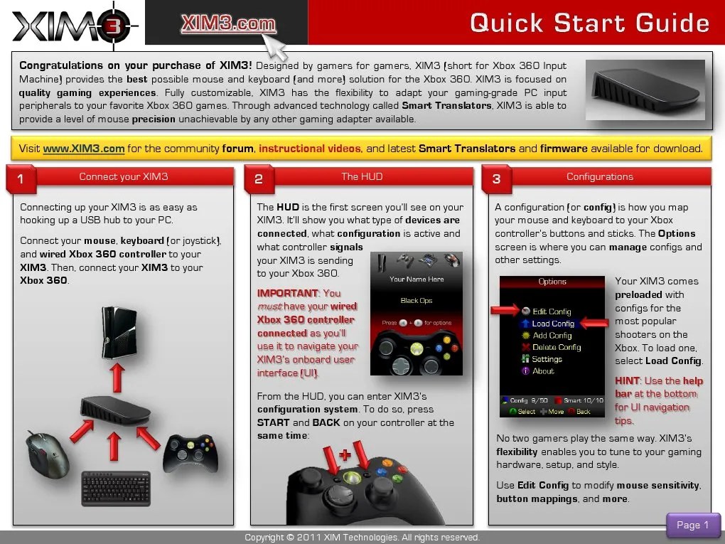 XIM3 Quick Start Guide Computer Keyboard Video Games