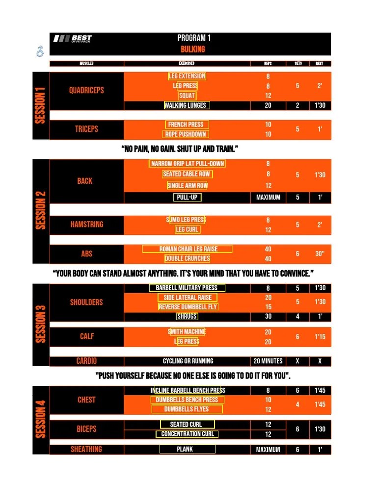 Gym Bulking Program 1 Download Free PDF Physical Exercise