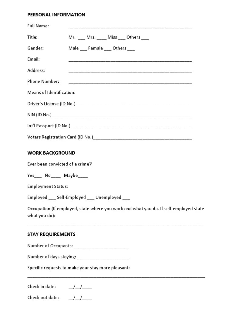 Guest Registration Form PDF