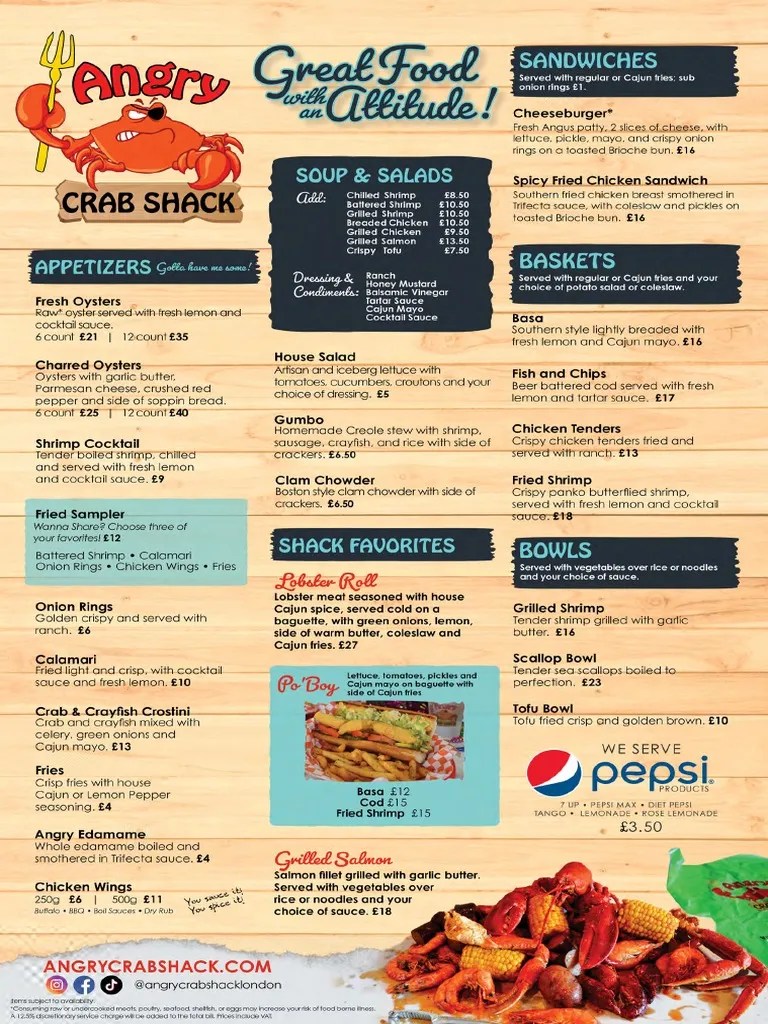 Angry Crab Shack Menu 2023 PDF