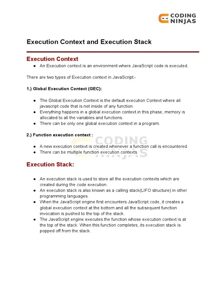 Additional Notes Execution Context and Execution stack2686 PDF