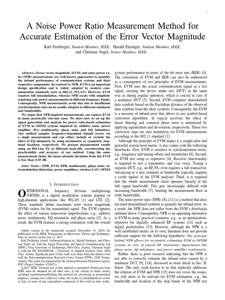 A Noise Power Ratio Measurement Method For The Accurate Estimation of