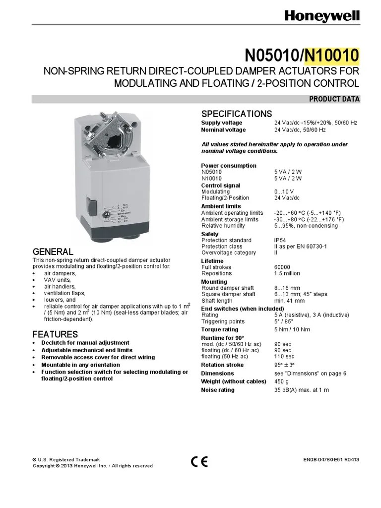 NonSpring Return DirectCoupled Damper Actuators For Modulating and