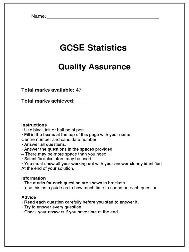 Quality Assurance Exam Questions PDF Standard Deviation Sampling