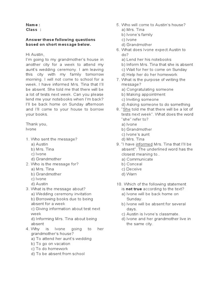 Short Message & Notice PDF Communication