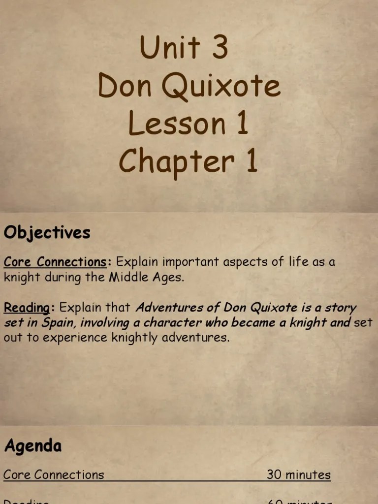 Unit 3 Don Quixote Lesson 1 PDF Don Quixote Knight