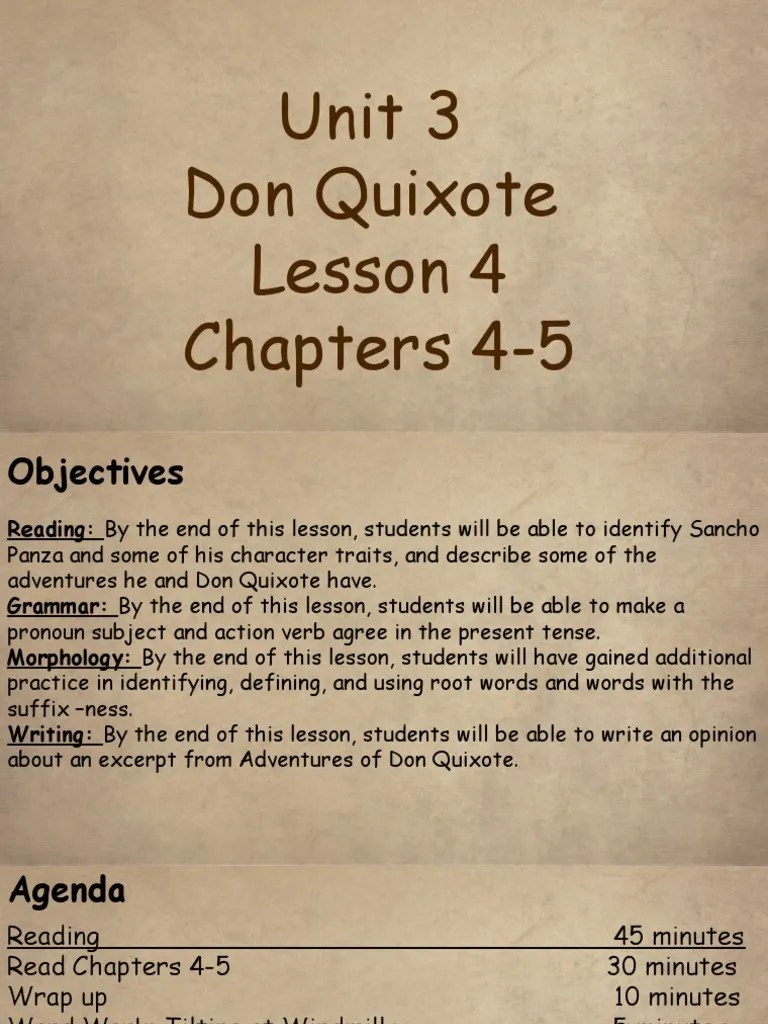 Unit 3 Don Quixote Lesson 4 PDF Don Quixote Linguistics