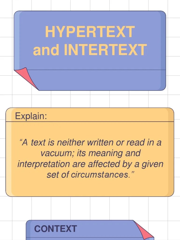 Hypertext and Intertext PDF Intertextuality Hypertext