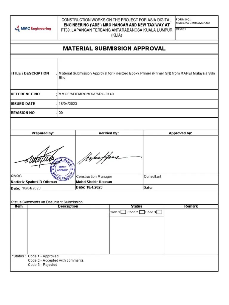 MSA0140 Fillerized Epoxy Primer (Primer SN) from MAPEI Malaysia Sdn