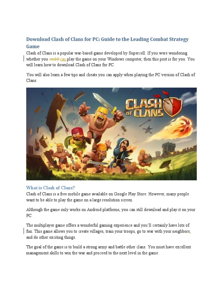 Clash of Clans PC Download Guide | PDF | Icon (Computing) | Computing