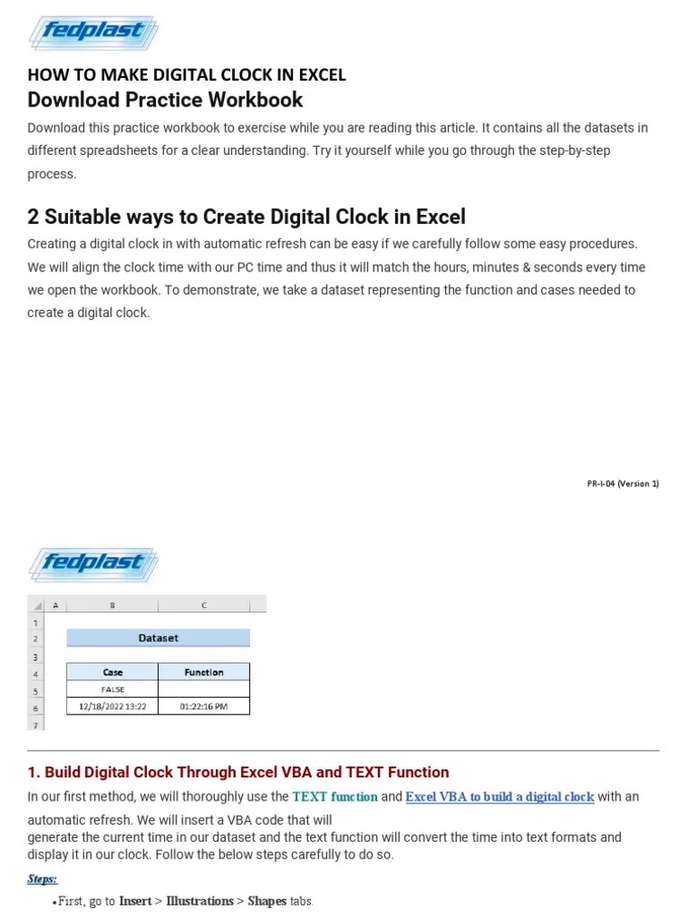 How To Make Digital Clock in Excel PDF Microsoft Excel Computer