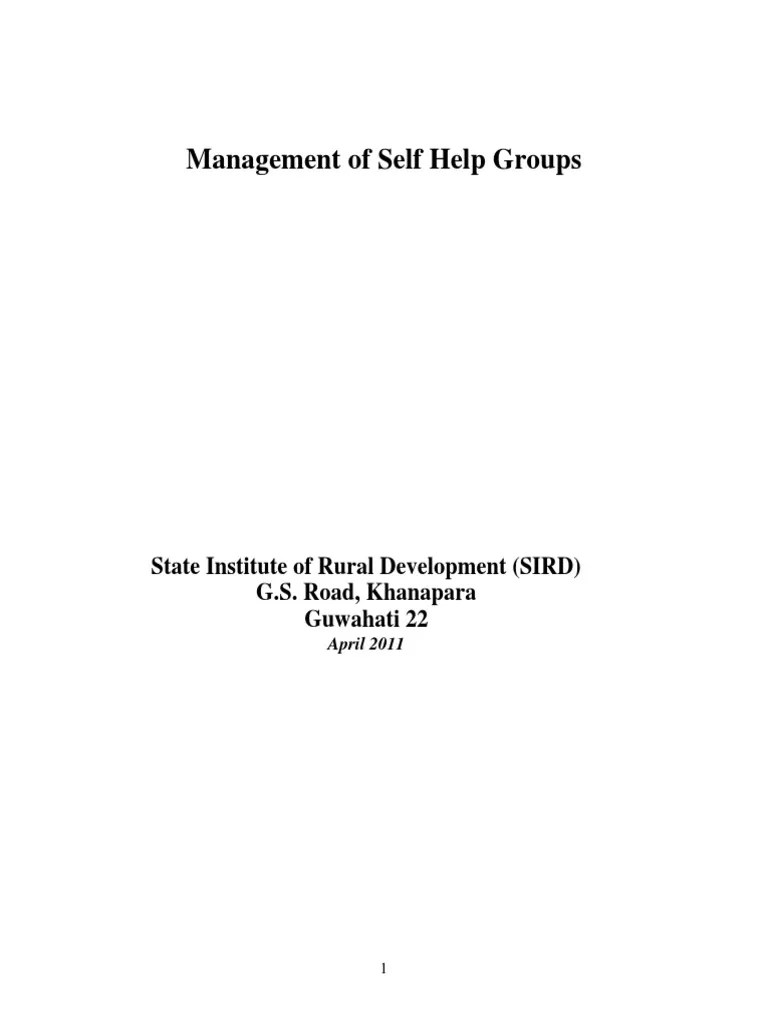 Management of Self Help Groups PDF Leadership Capacity Building
