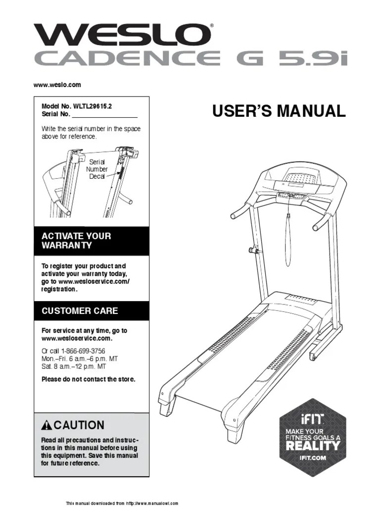 WESLO Cadence G 5.9i Manual | PDF | Ac Power Plugs And Sockets