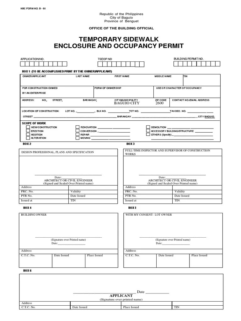 Temporary Sidewalk Enclosure and Occupancy Permit PDF Government