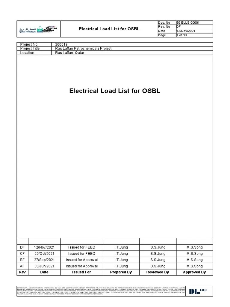 50ELLS00001N DF Electrical Load List PDF Electric Motor