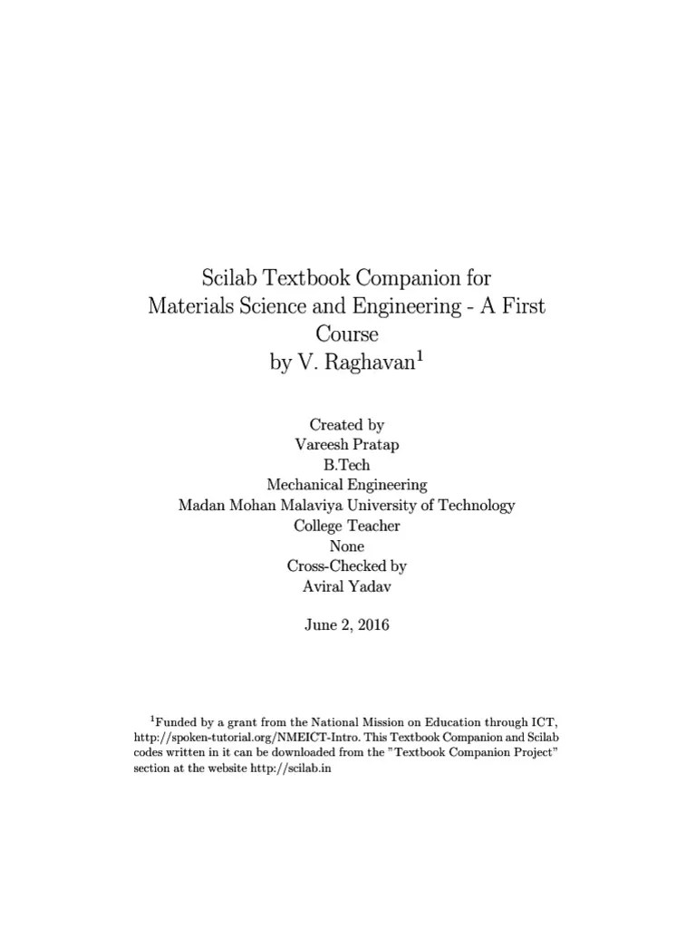 Materials Science and Engineering A First Coursev Raghavan PDF