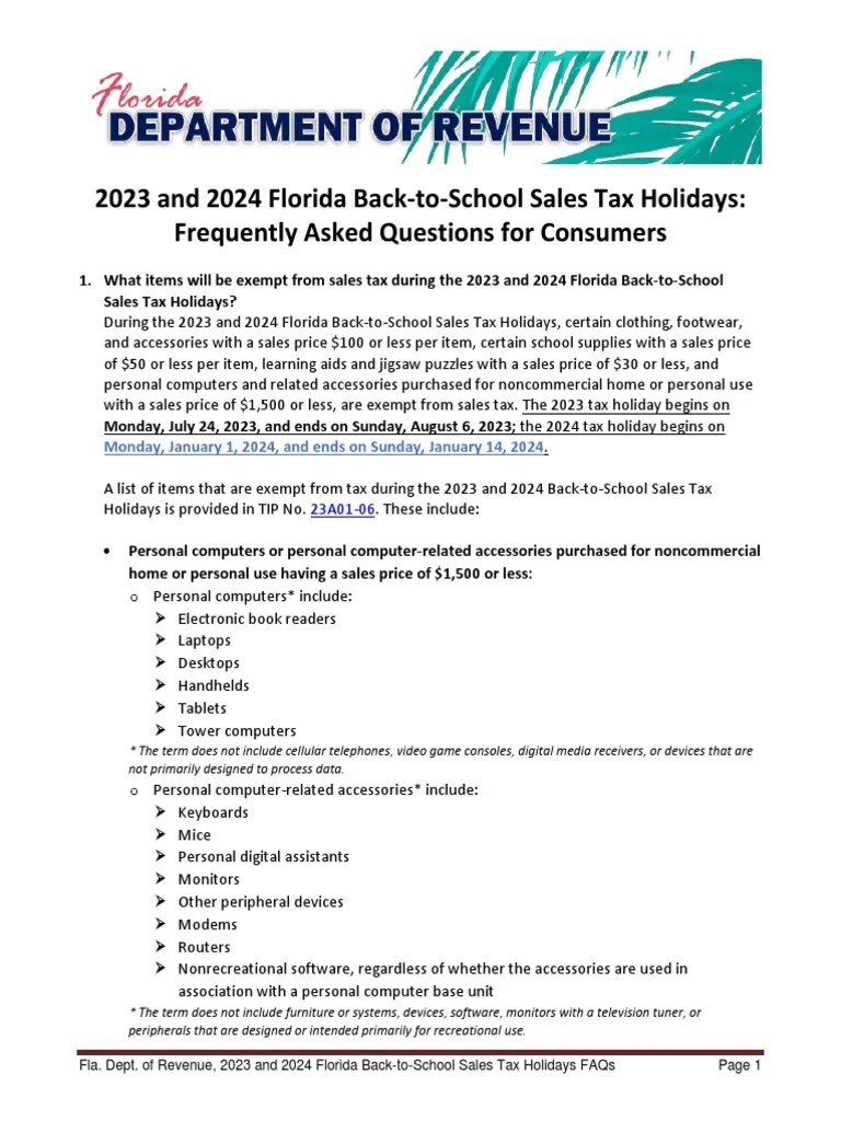 202324 BackToSchool Sales Tax Holidays External FAQs Consumers