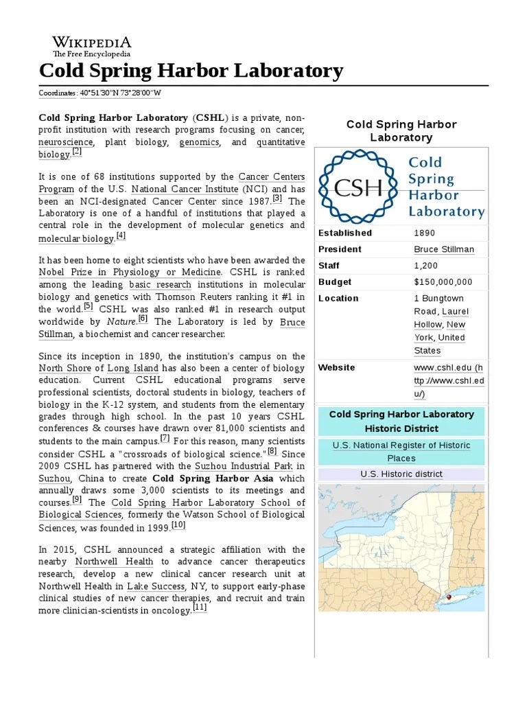 Cold Spring Harbor Laboratory PDF James Watson