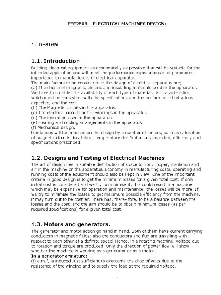 Machine Design 1 PDF Electric Motor Induction