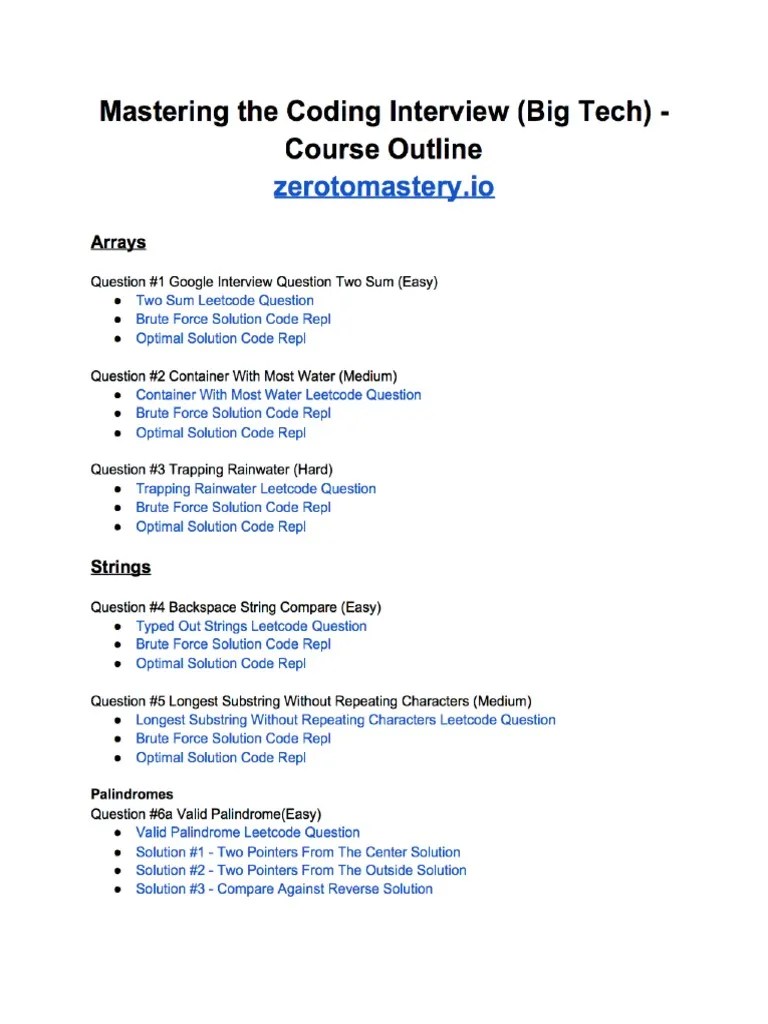 Mastering Coding Interview Pdf