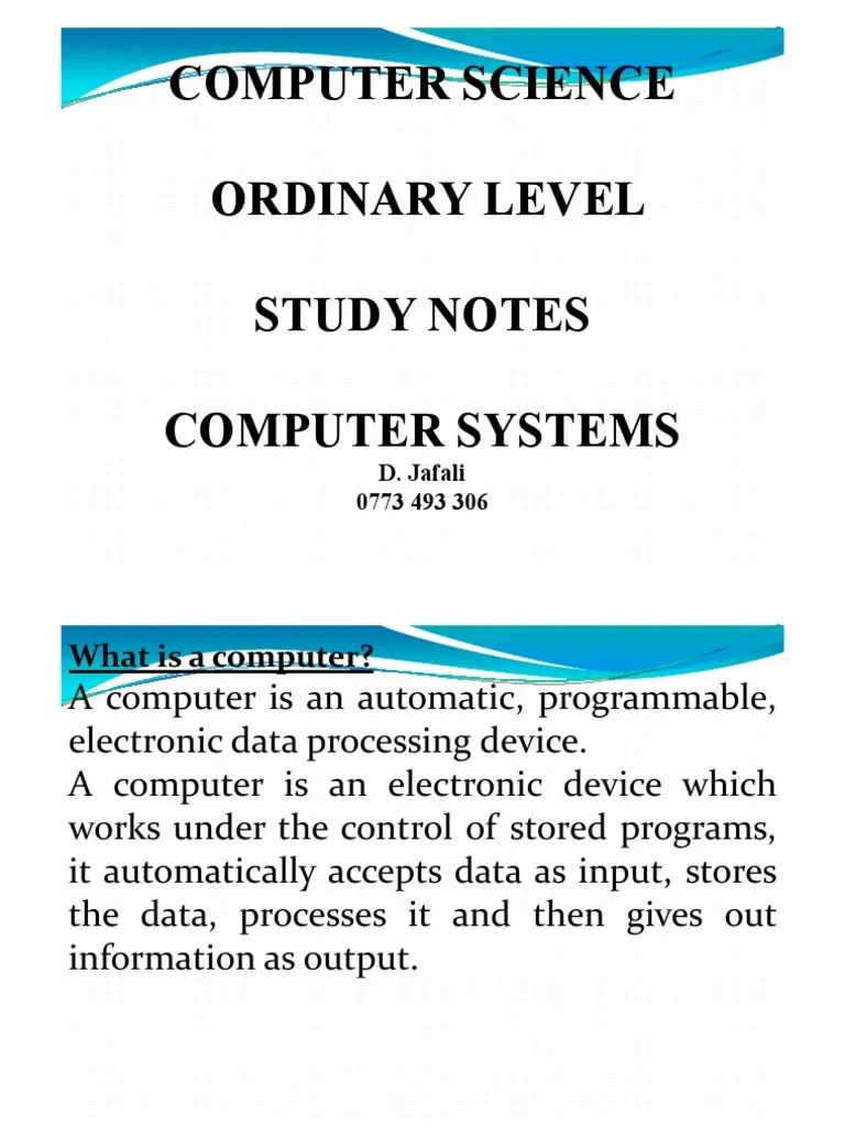 Zimsec Computer Science Notes PDF Computer Data Storage Central