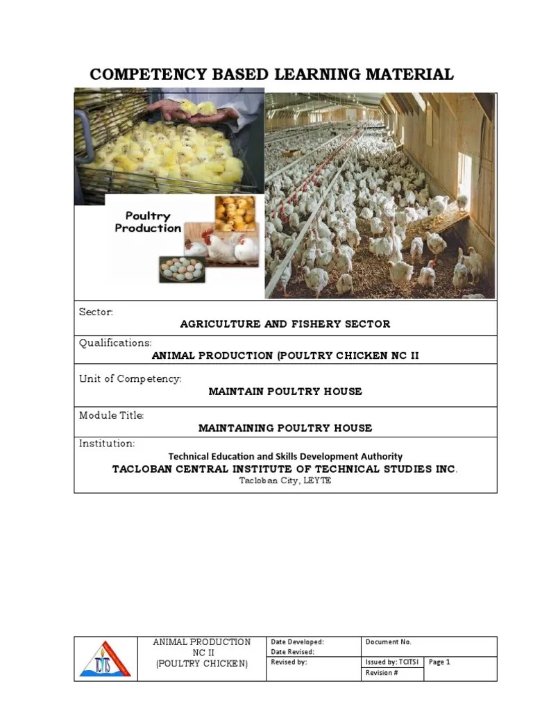 CBLM Animal Production (Poultry Chicken) PDF Chicken Poultry