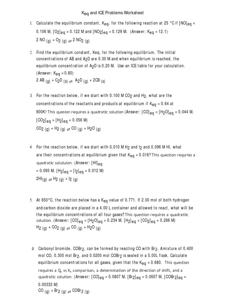 Module 2 Equilibrium Worksheet 2 PDF