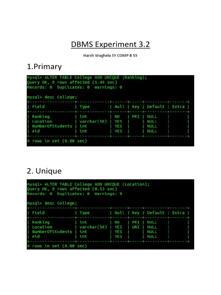 DBMS Experiment 3.2 PDF
