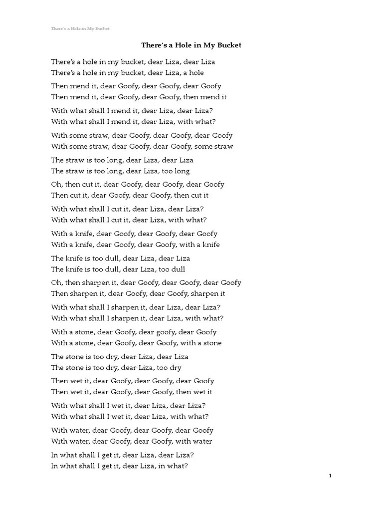 (Lyrics) There's A Hole in My Bucket Teaching Material PDF
