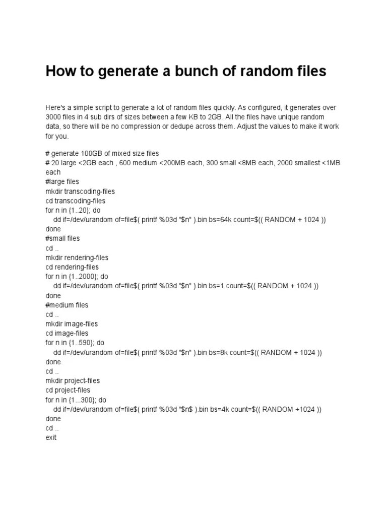 How To Generate A Bunch of Random Files PDF