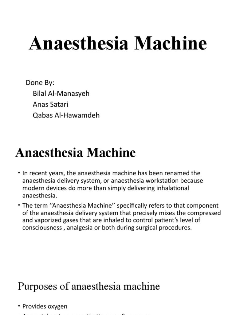 Anesthesia Machine PDF Anesthesia Respiratory Tract