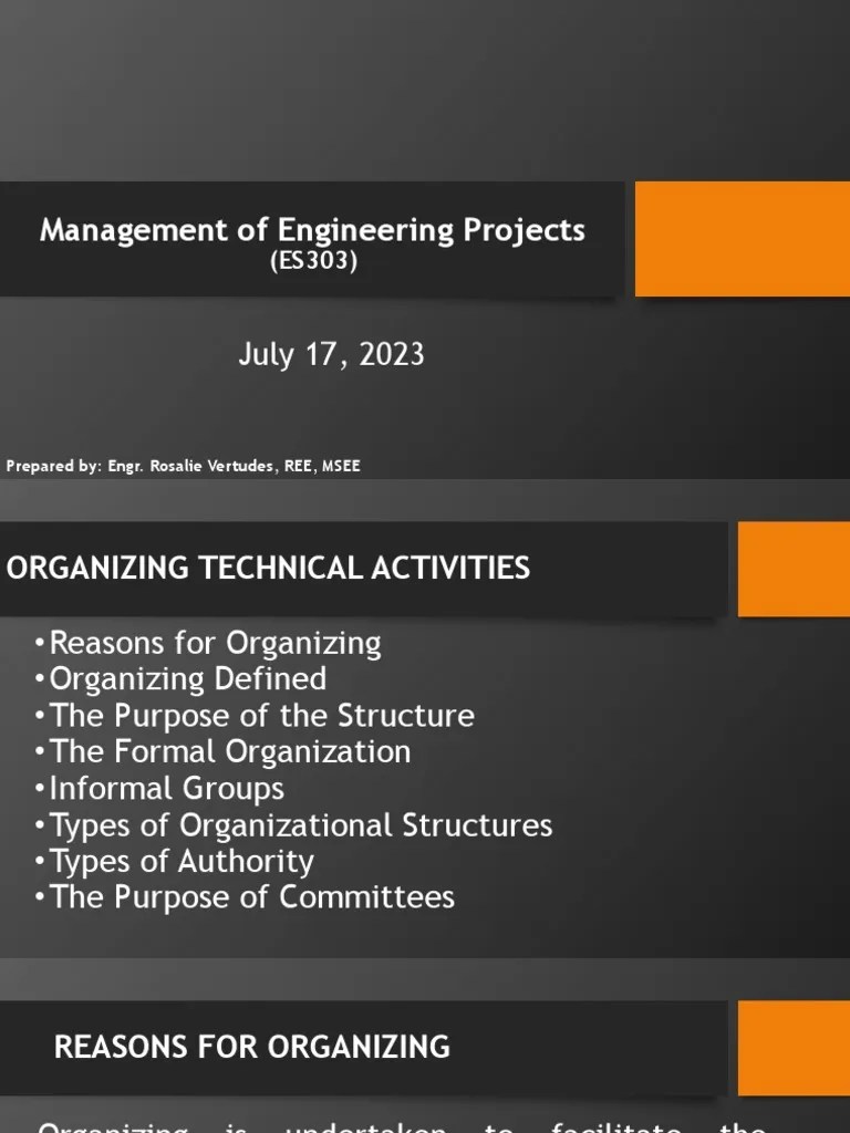 Topic4 Organizing Technical Activity PDF