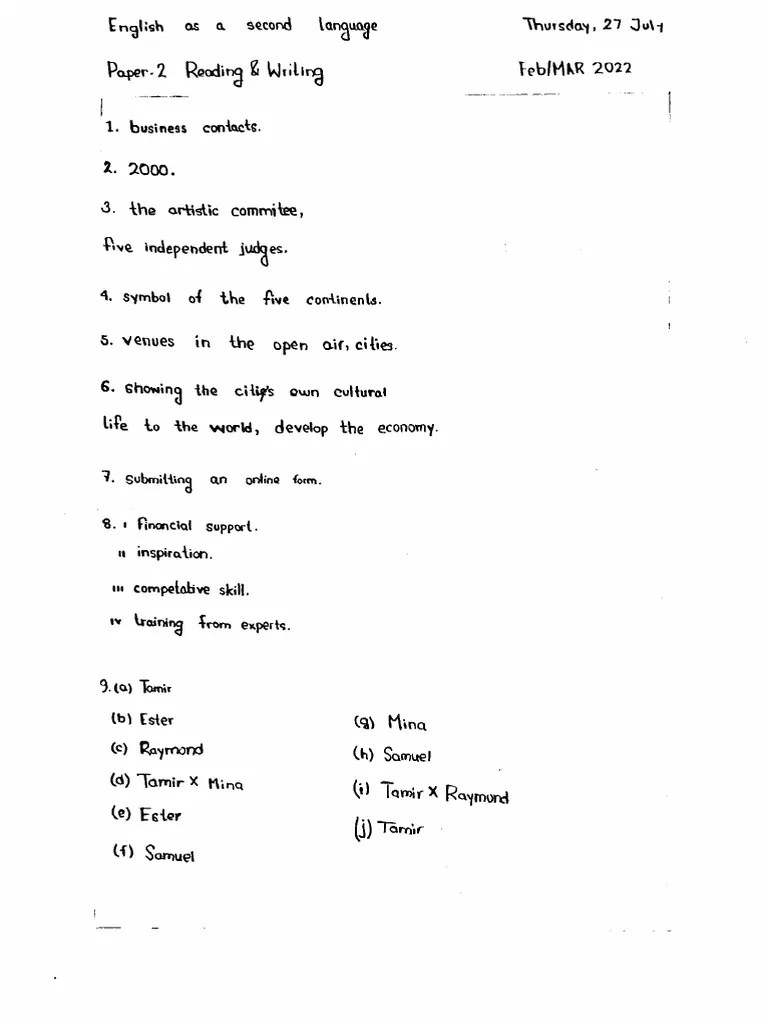 ENGLISH PAPER 2 READING & WRITING FEBMAR 2022 PDF