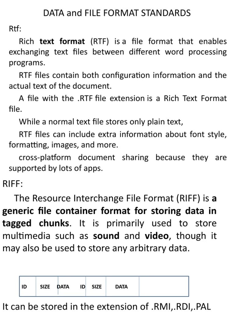 Data and File Format Standards PDF