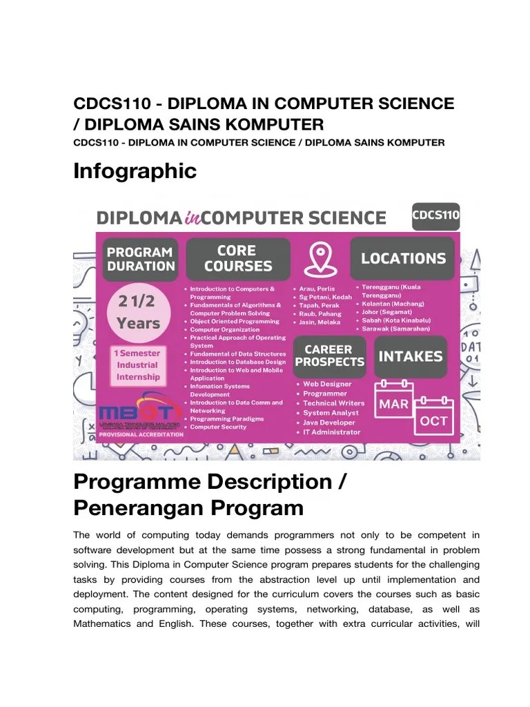 CDCS110 Diploma in Computer Science Diploma Sains Komputer PDF