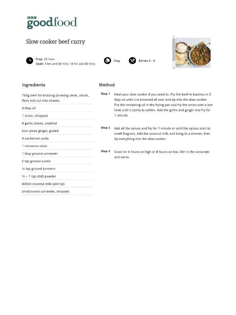 Beef Curry Slow Cooker PDF