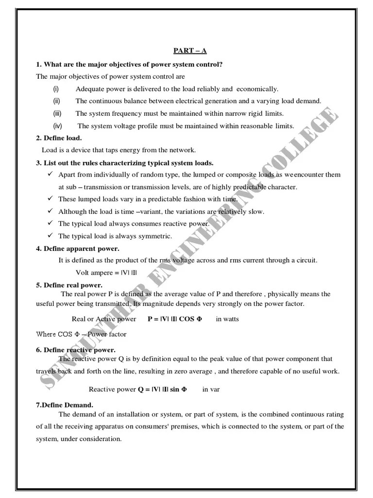 Ee8702 Power System Operation and Control PDF