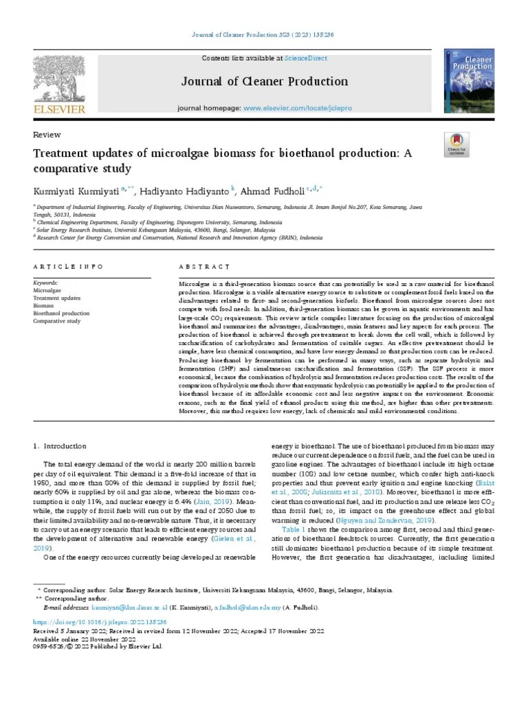 Journal of Cleaner Production Comparative Study 1S2.0S0959652622048107Main PDF Biofuel