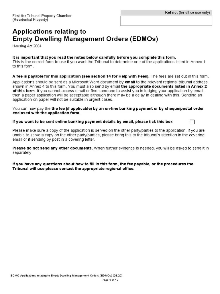 Empty Dwelling Management Order Download Free PDF Cheque Lease