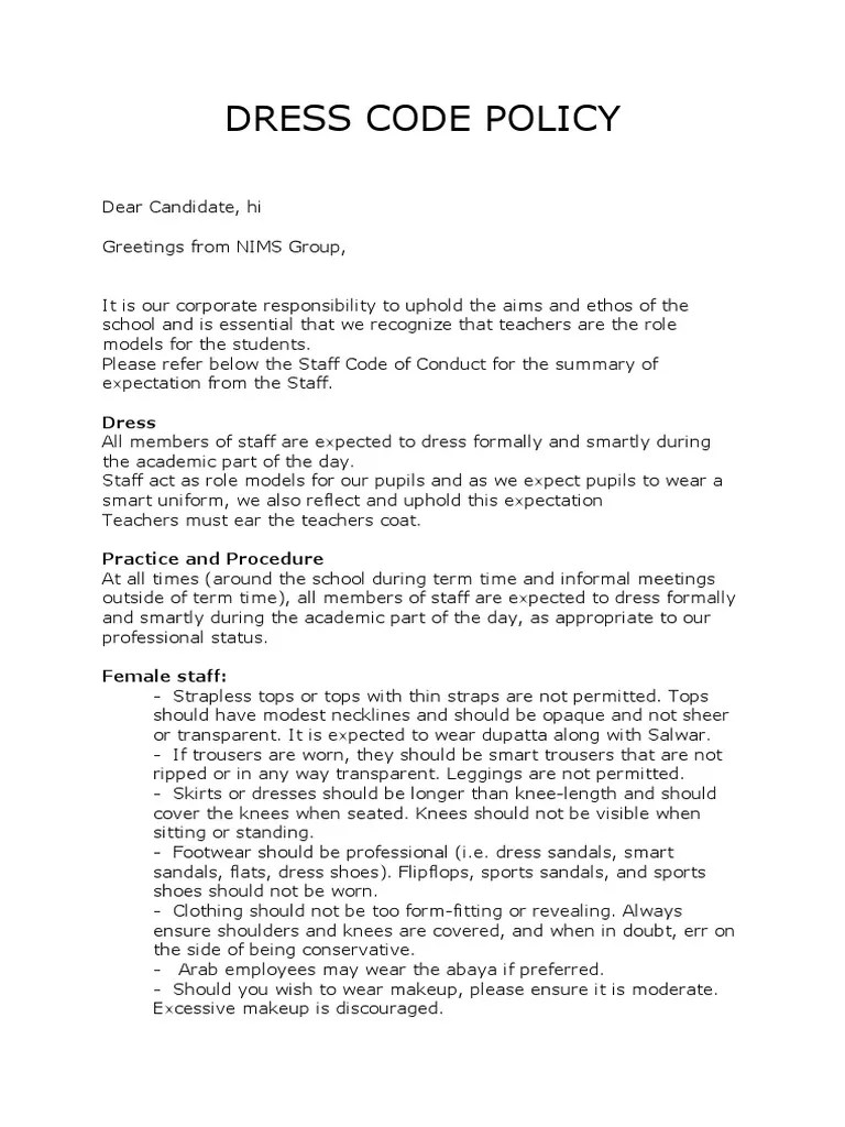 Dress Code Policy PDF