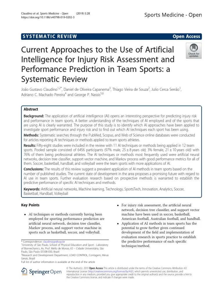 Current Approaches To The Use of Artificial Intelligence For Injury